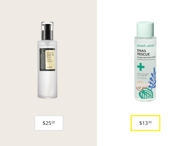 cosrx advanced snail 96 mucin power essence and peach slices snail rescue toner price comparison graphic