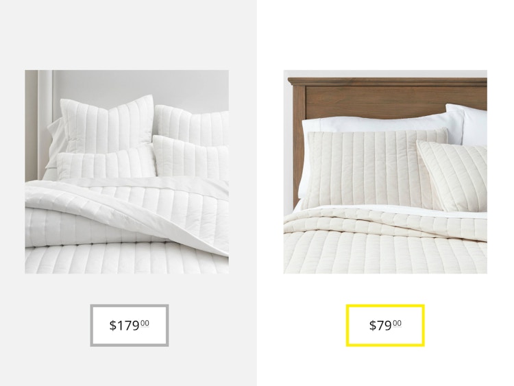 pottery barn european flax linen channel stitch quilt and target threshold channel stitch quilt dupe