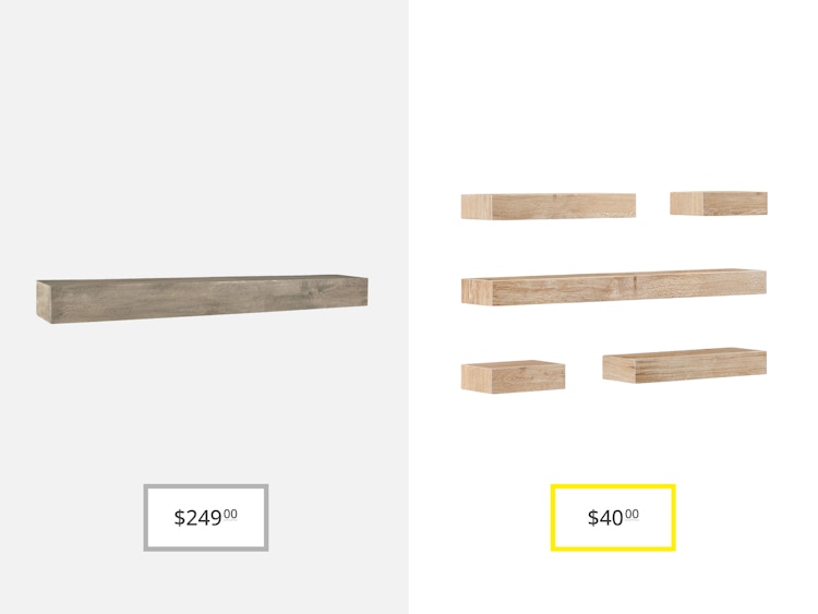 pottery barn benchwright floating shelf and target project 62 set of five wall shelves dupe