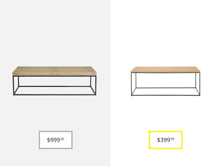 pottery barn malcolm coffee table and west elm streamline rectangle coffee table dupe