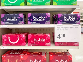A variety of bubly cases sitting on shelves in a store