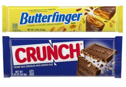 2 Butterfinger or Crunch Candy Bar Singles