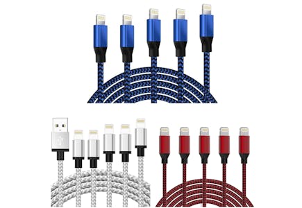 Braided Apple Device Chargers 5-Pack