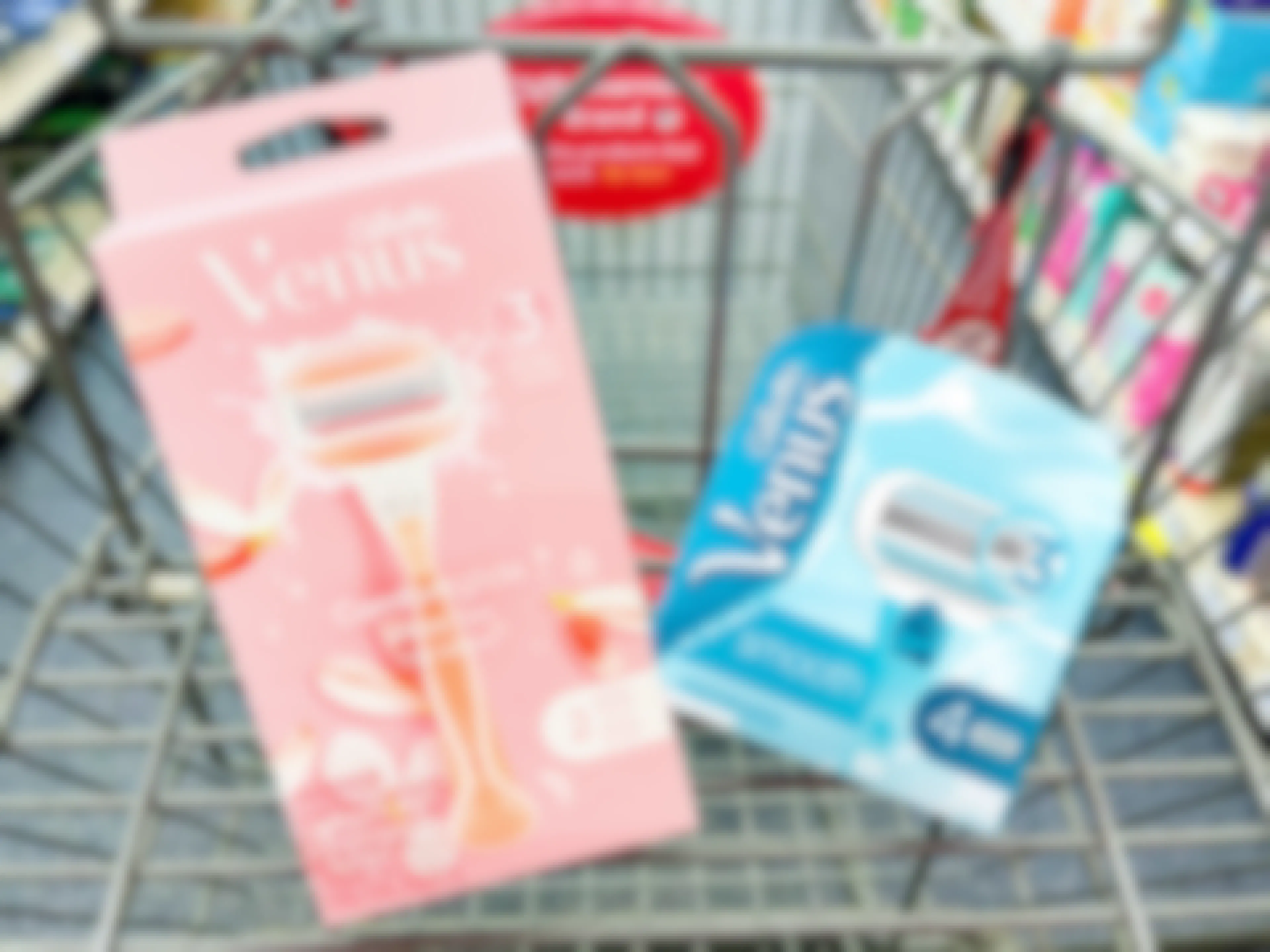 shopping cart with Gillette Venus razor and razor cartridges