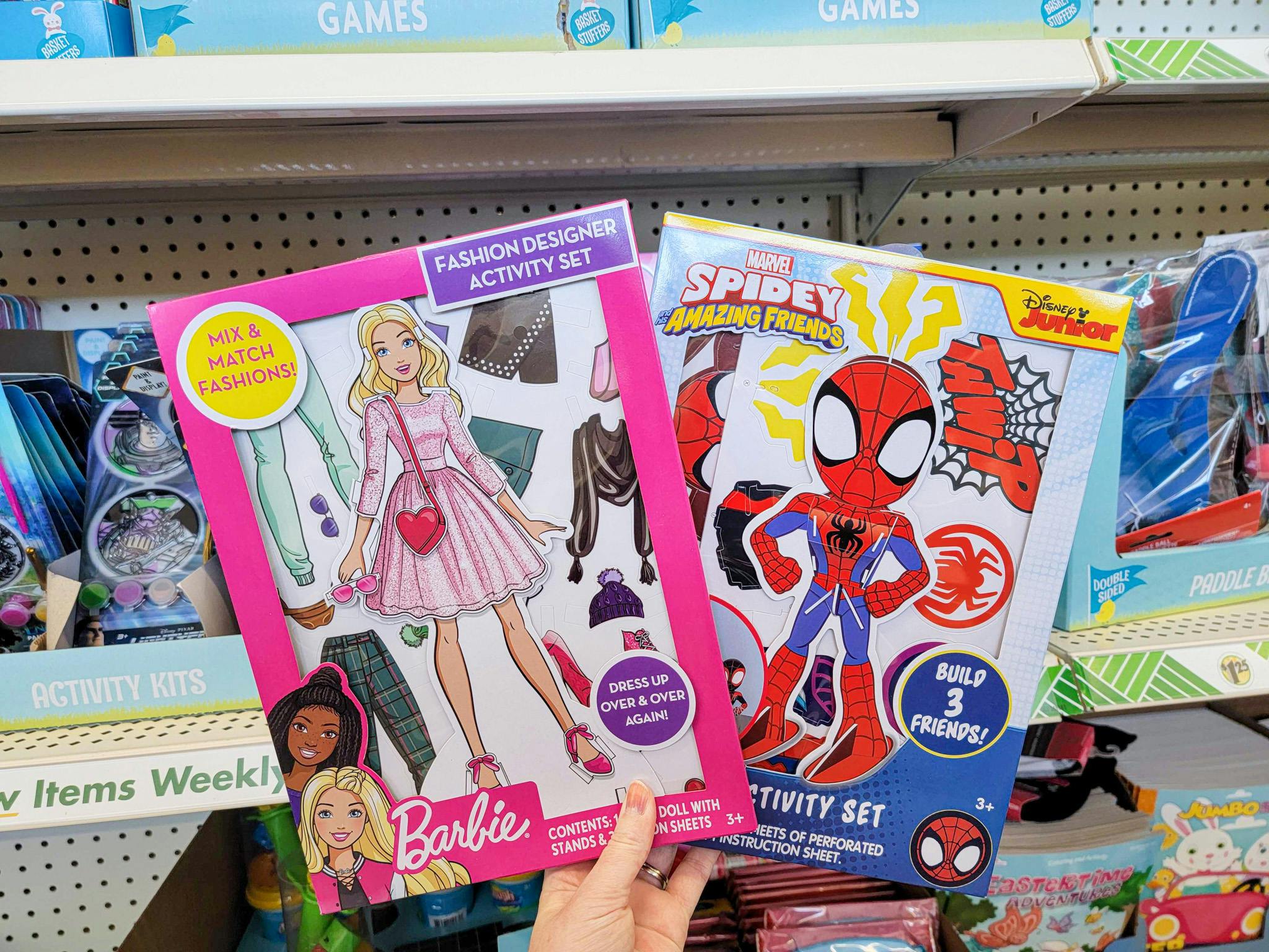 barbie and spiderman activity kits