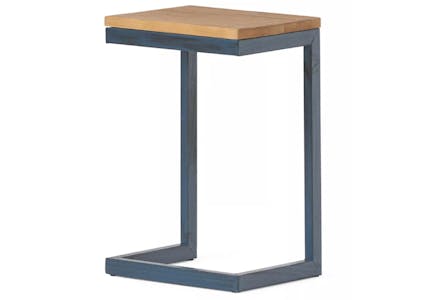 Wood End Table with Iron Frame