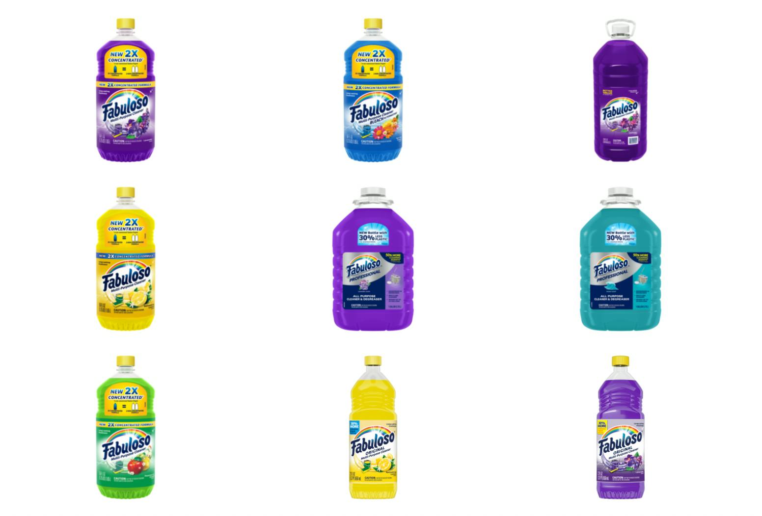 The Fabuloso products affected by the February 2023 recall.