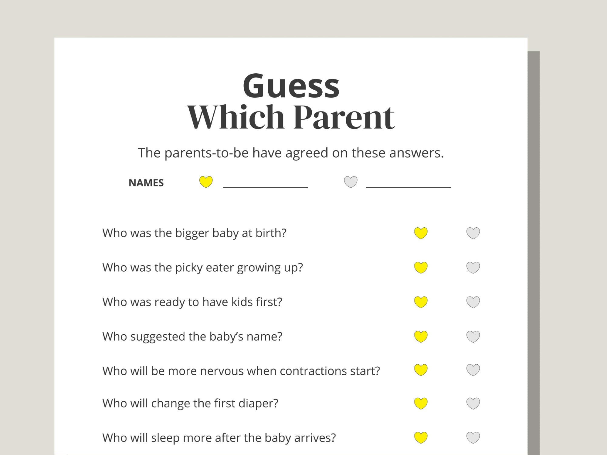 baby shower guess which parent game printable