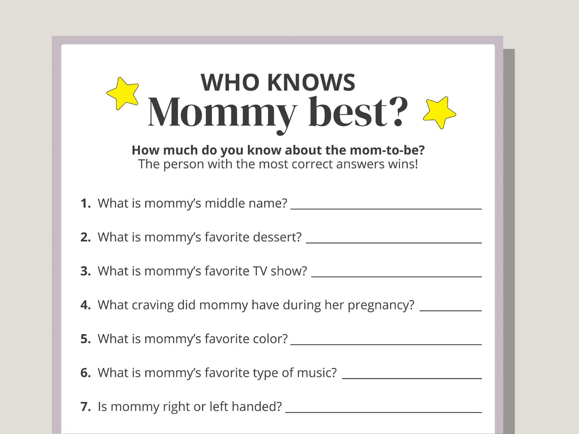 baby shower who knows mommy best game printable
