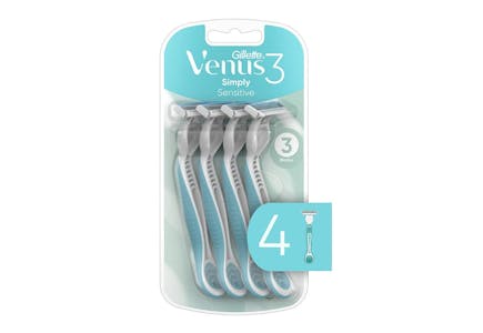 2 Gillette Venus Simply 3 Sensitive Razors, 4 ct