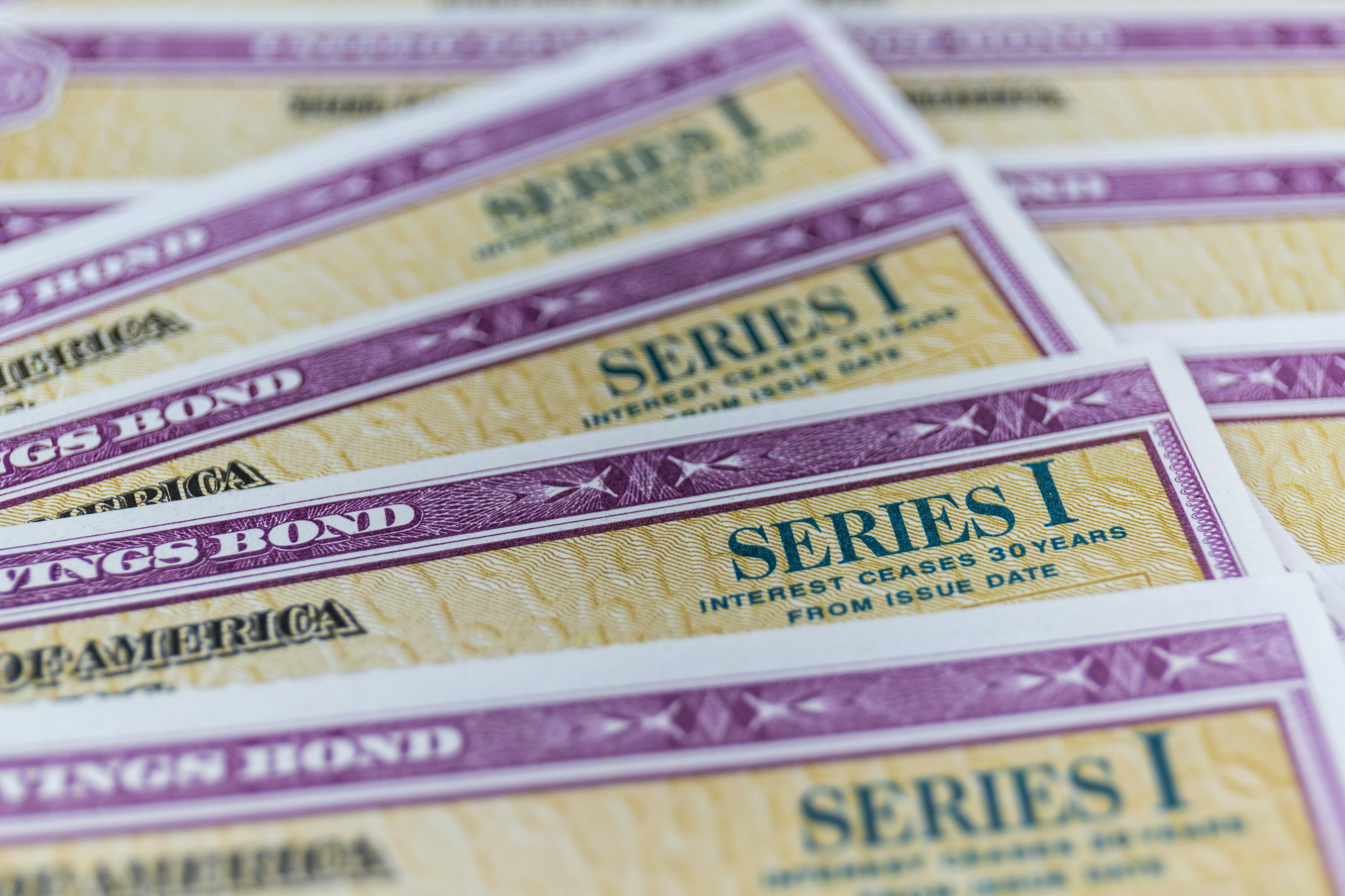 a close up on some Series I savings bonds