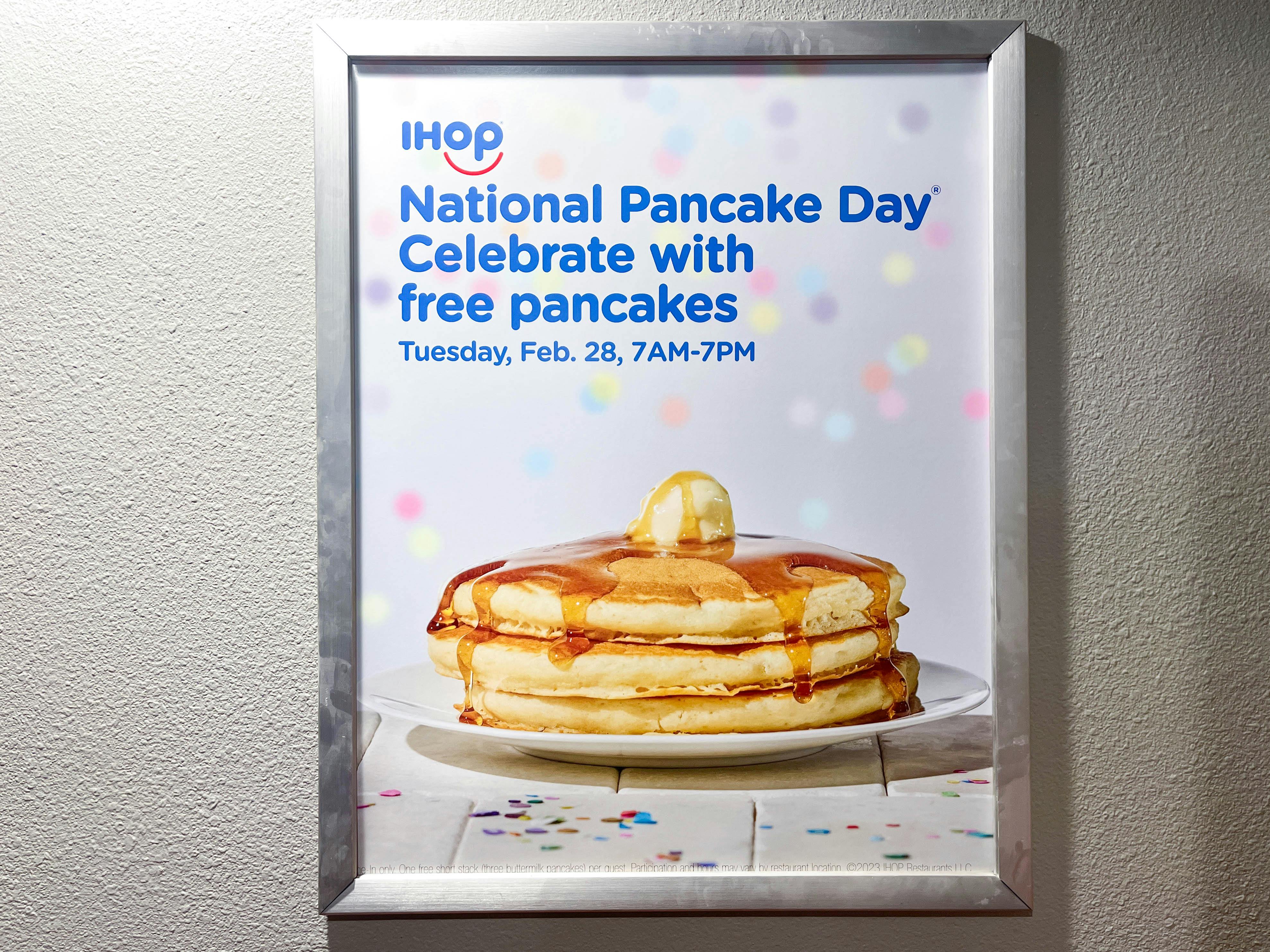 national pancake day sign in ihop 