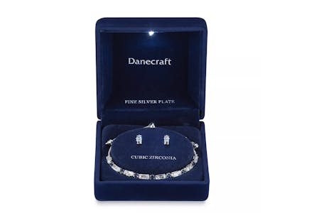 Blue & White Bracelet & Stud Earring Set