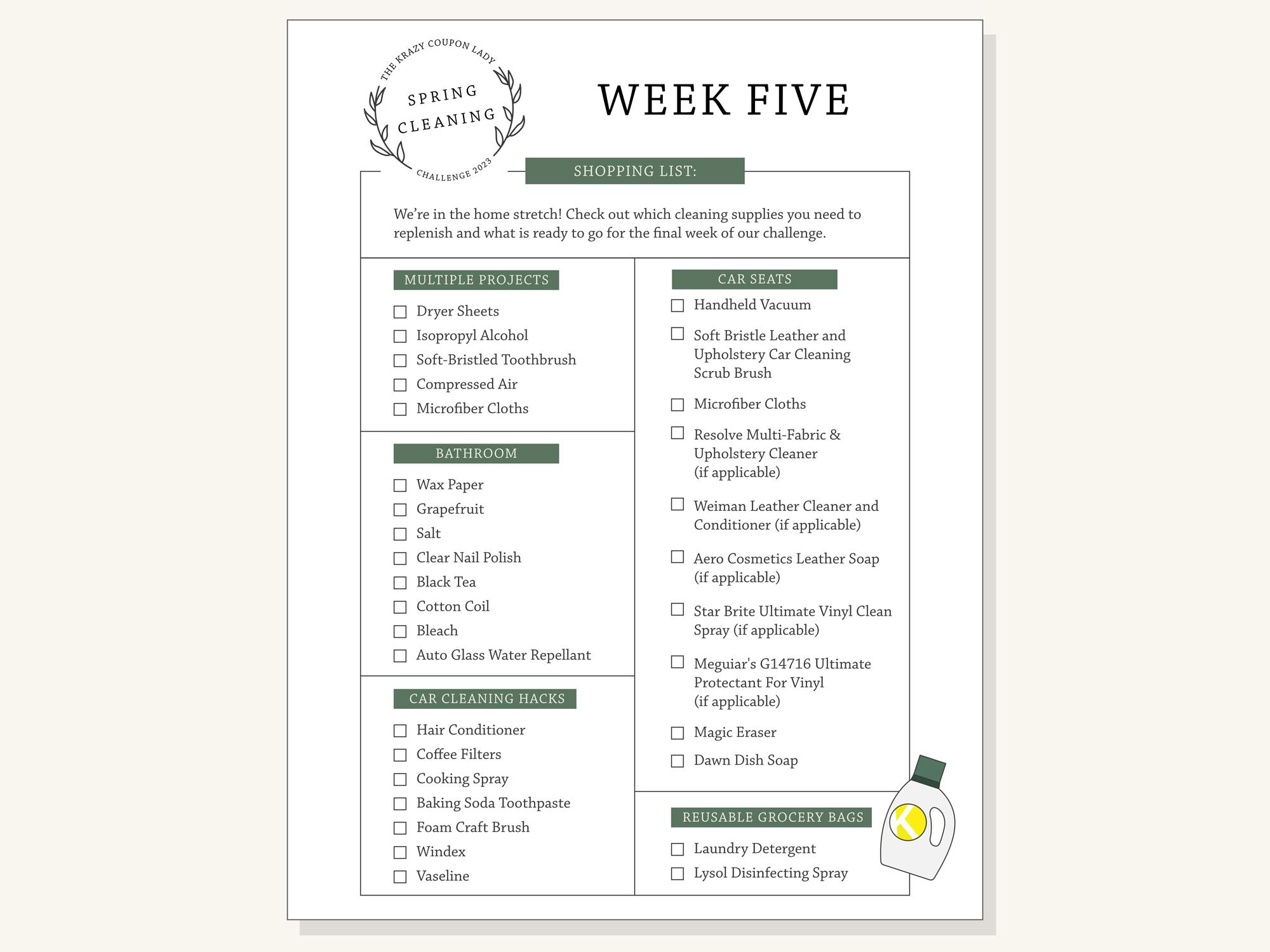 march cleaning challenge week five graphic