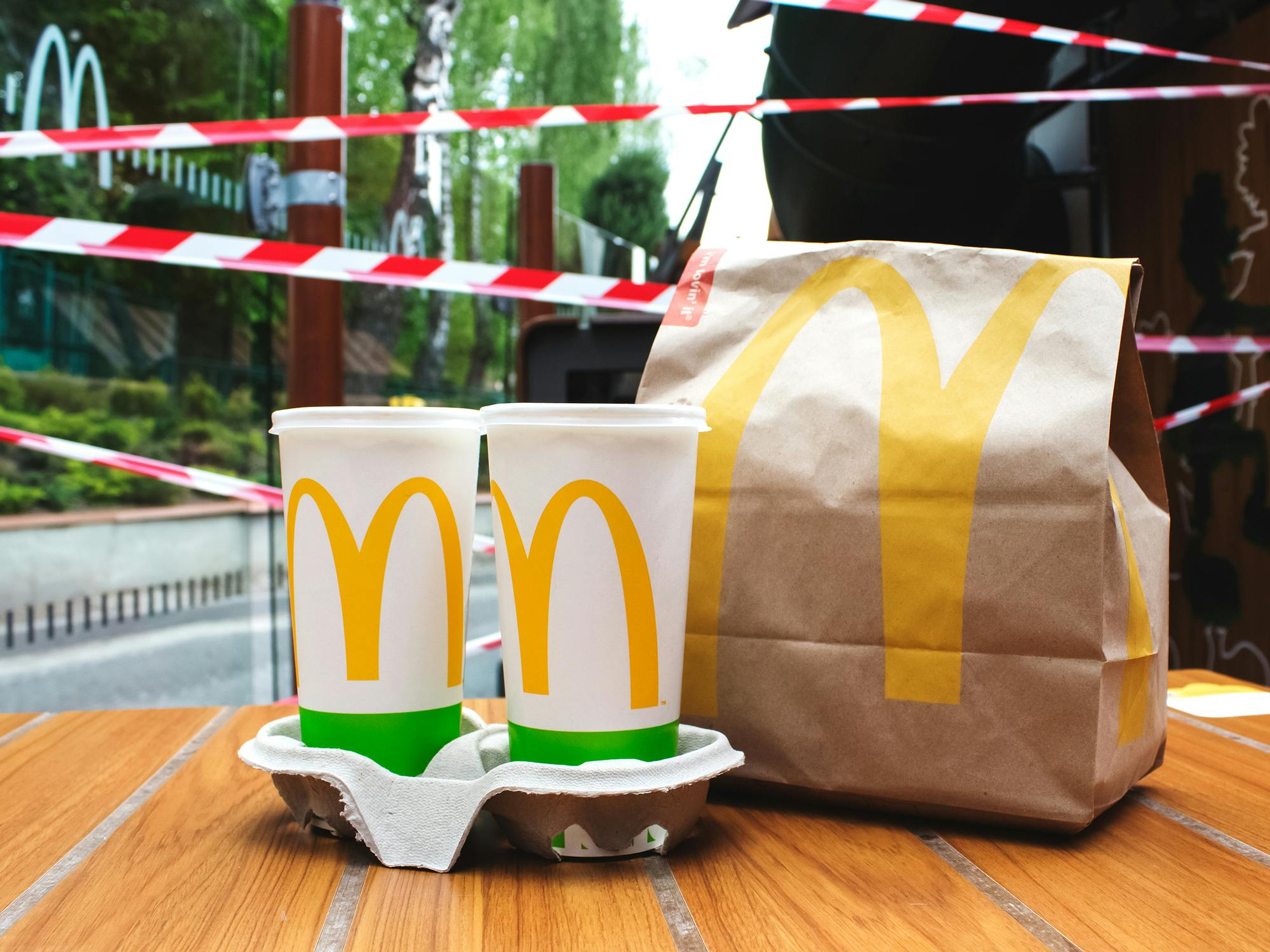 A bag of McDonald's and two cups, perfect for Valentine's Day