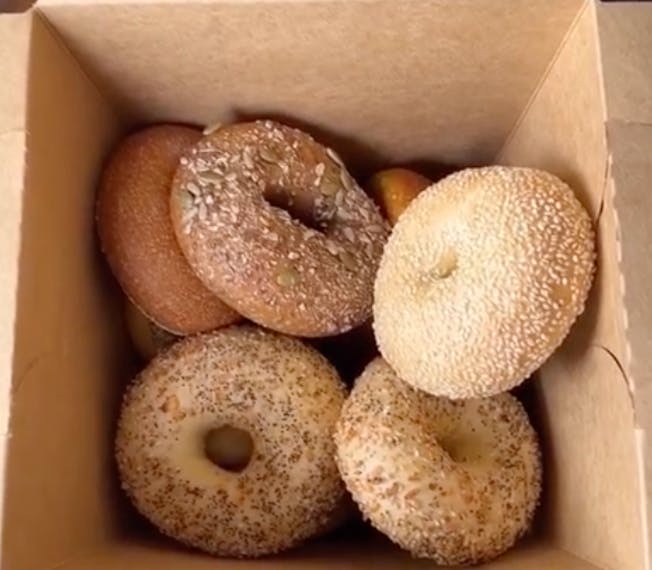 a group of bagels from Einstein bros
