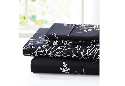 Spirit Linen Home Black & White 4-Piece Sheet Set