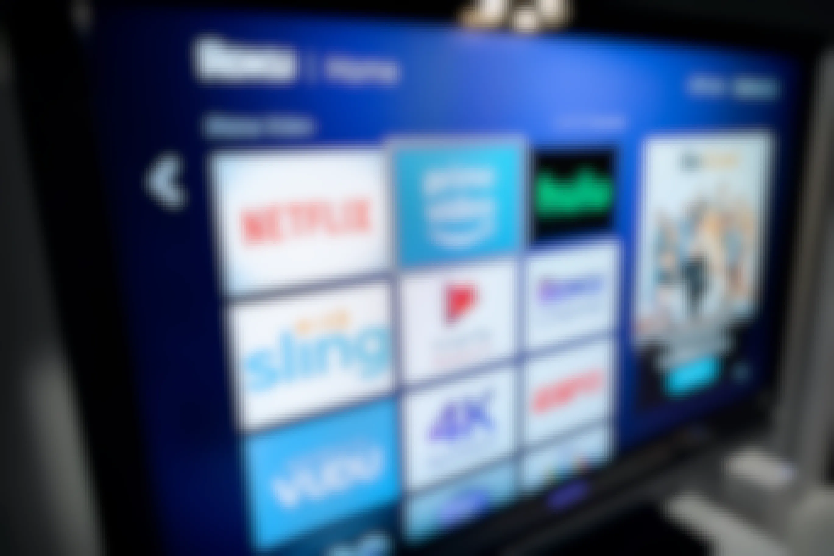 ROku screen with different streaming apps like hulu and amazon prime video available