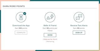 A graphic from Saks off 5th website showing ways to earn points