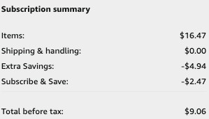 screenshot of s&s discount, coupon and final price