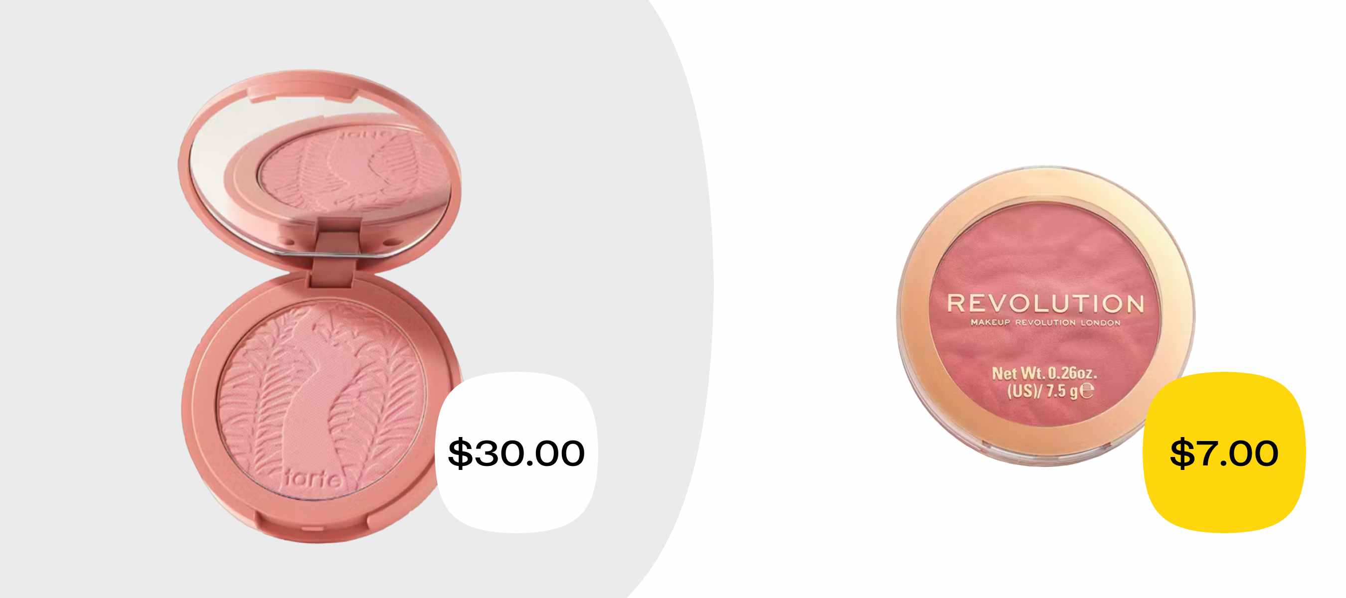 tarte amazonian clay 12-hour blush and makeup revolution blusher reloaded price comparison