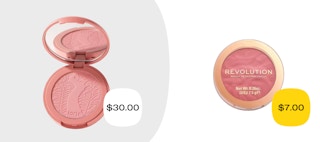 tarte amazonian clay 12-hour blush and makeup revolution blusher reloaded price comparison