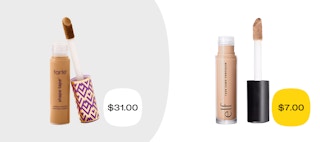 tarte shape tape and e.l.f cosmetics 16-hour camo concealer price comparison
