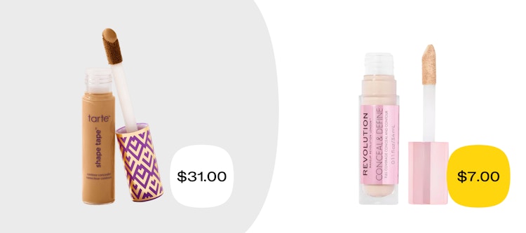 tarte shape tape and makeup revolution conceal and define concealer price comparison