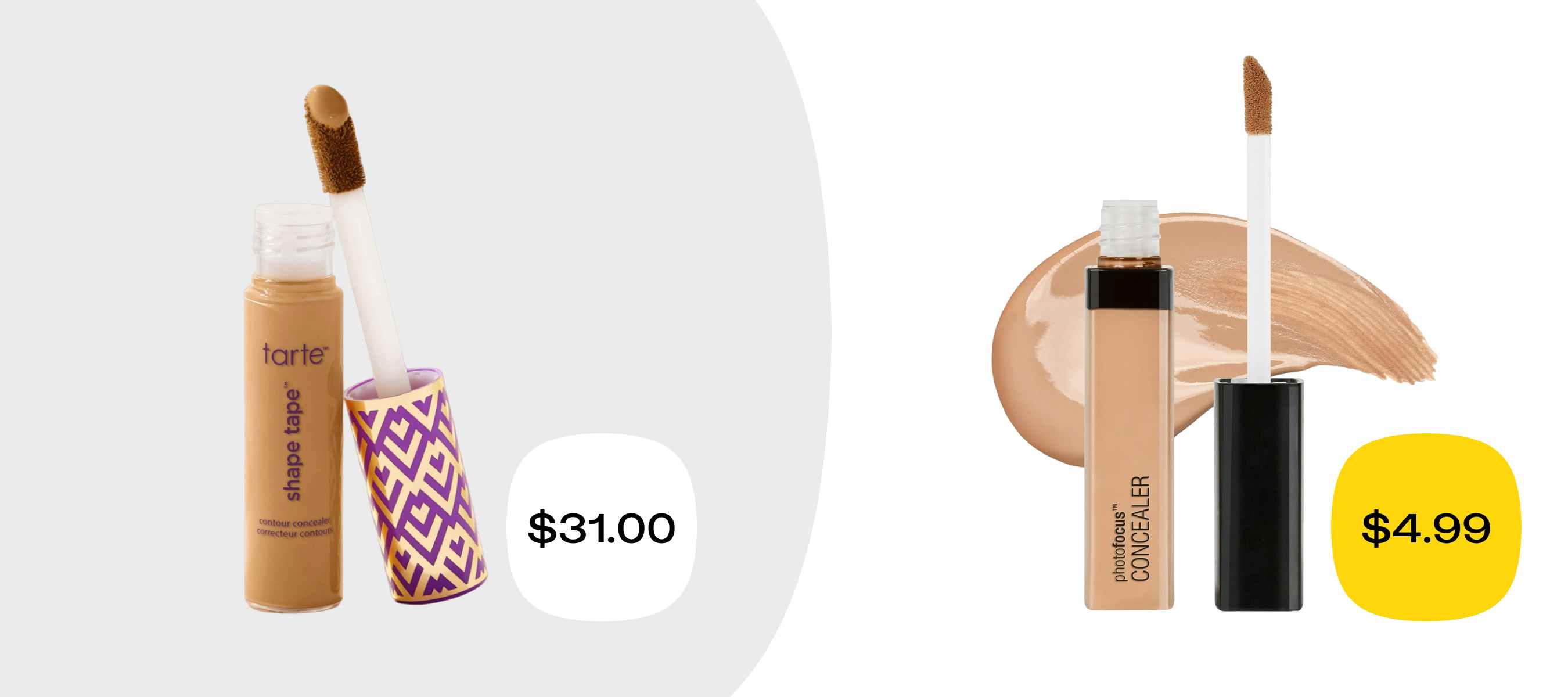tarte shape tape and wet n wild photo finish concealer price comparison
