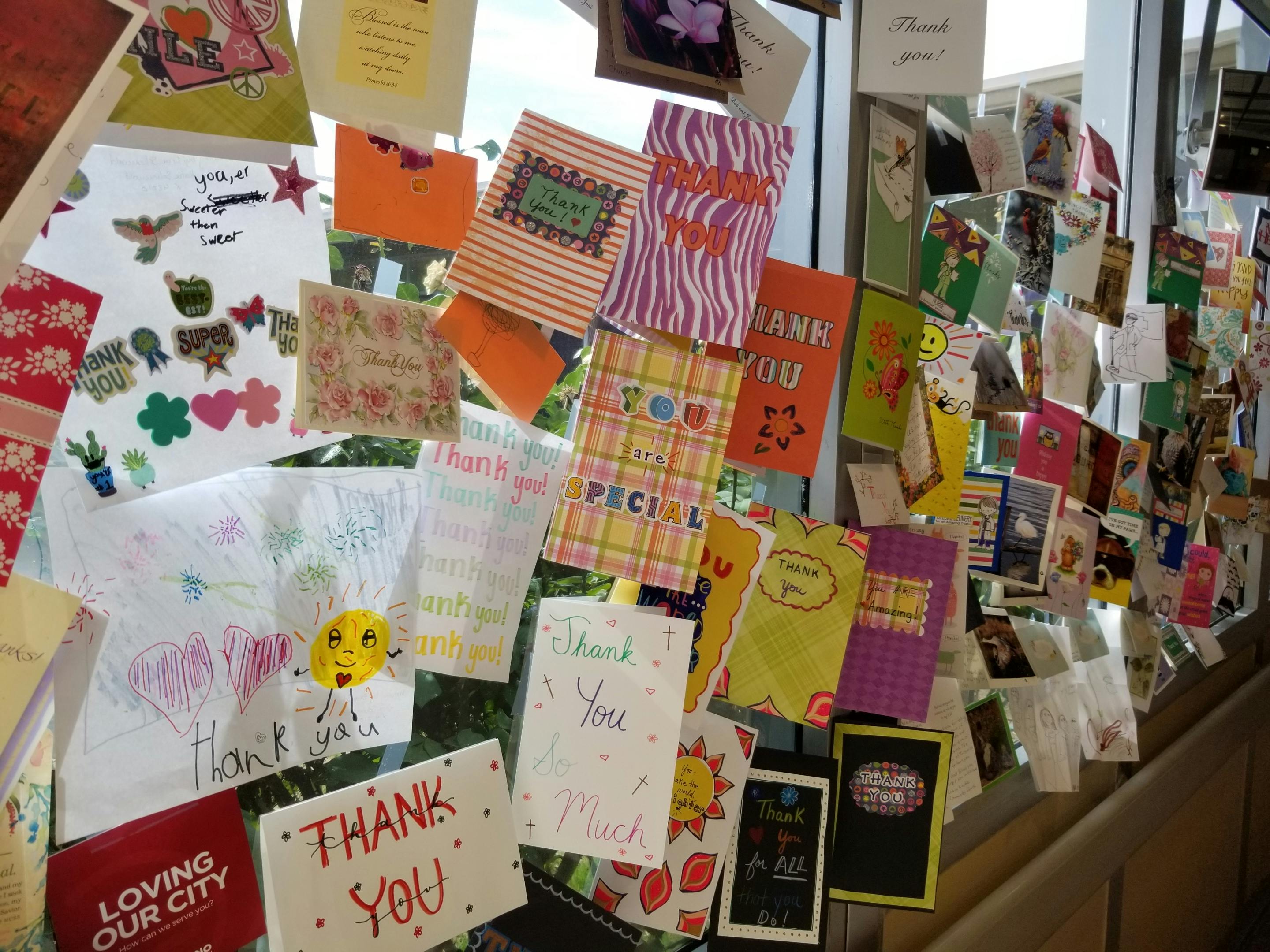 Thank you notes in a hospital