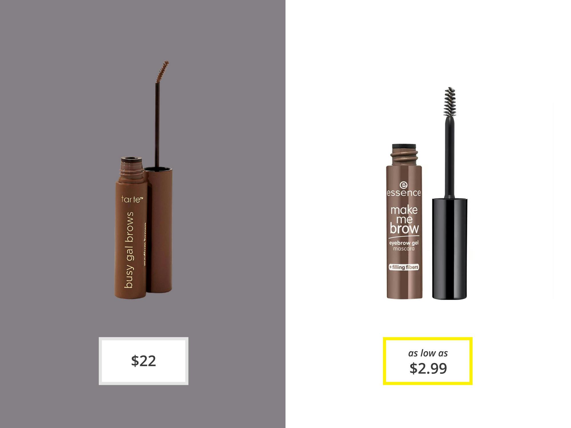 Essence Make Me Brow Eyebrow Gel ($2.99) vs. Busy Gal Brows Tinted Brow Gel ($22)
