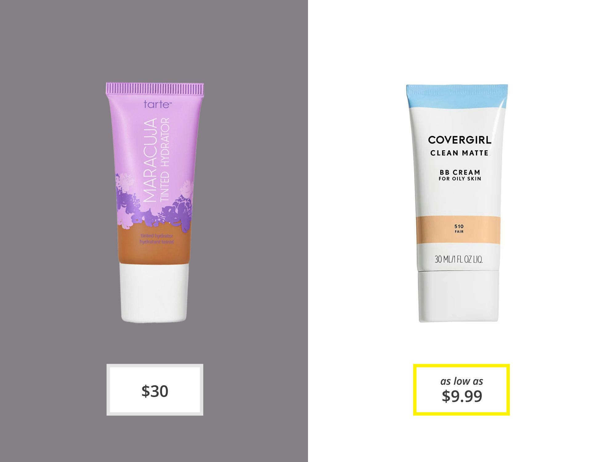 CoverGirl Clean Matte BB Cream ($9.99) vs. Maracuja Tinted Moisturizer ($30)