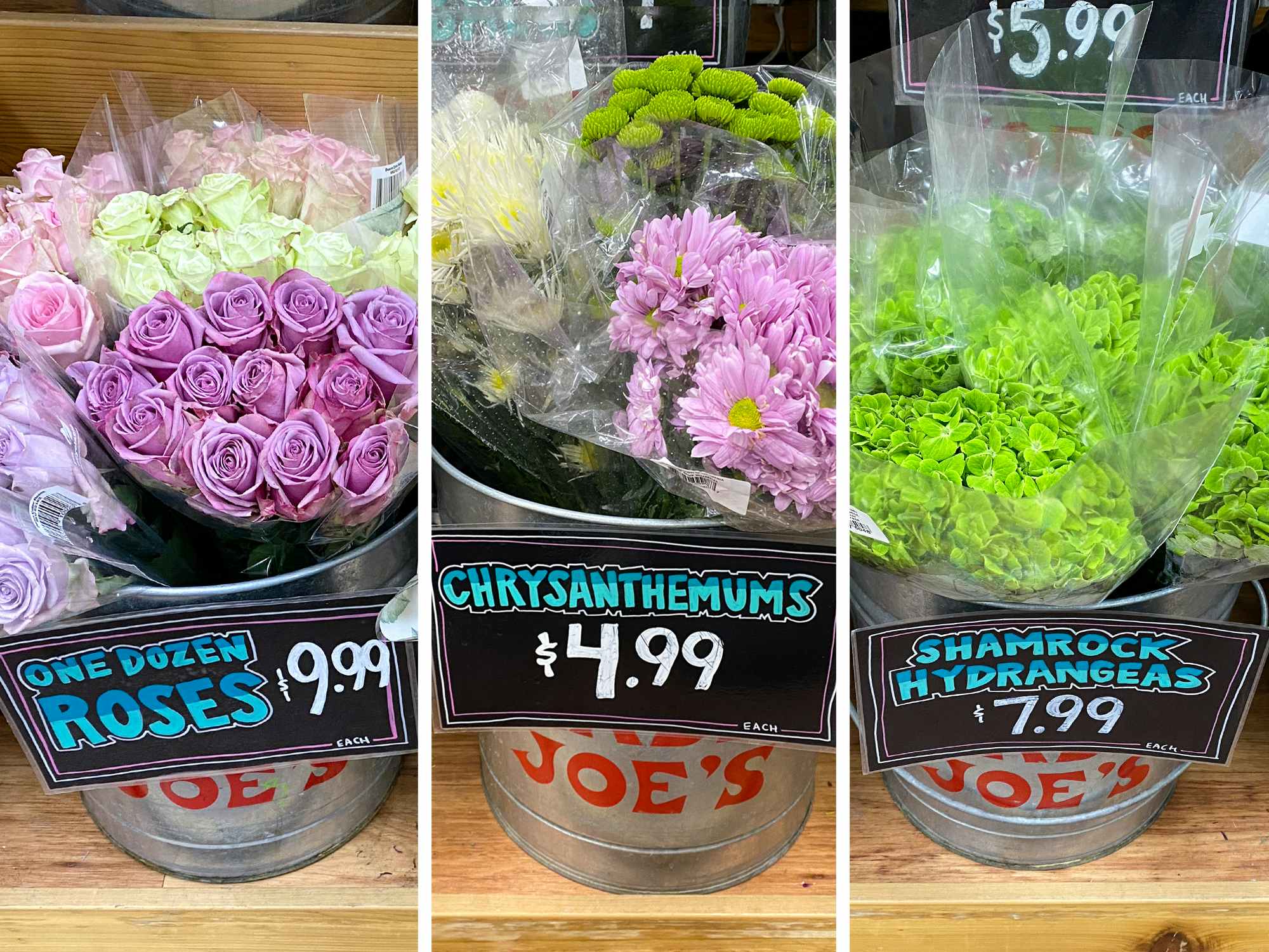 trader joes roses, chrysanthemums, and hydrangeas for arrangements