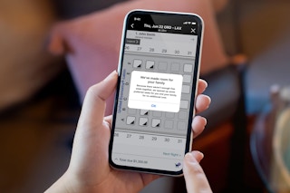 Screenshot of a United Airlines site on a mobile phone with the new family seating policy