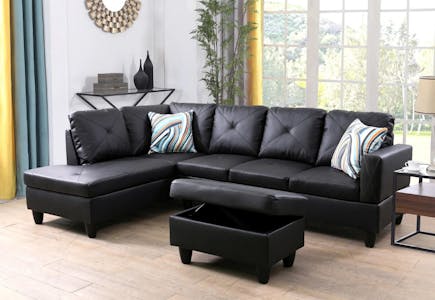 Faux Leather Sectional with Ottoman