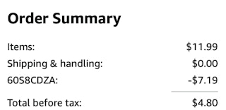 A screenshot of the total