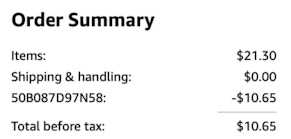 A screenshot of the total