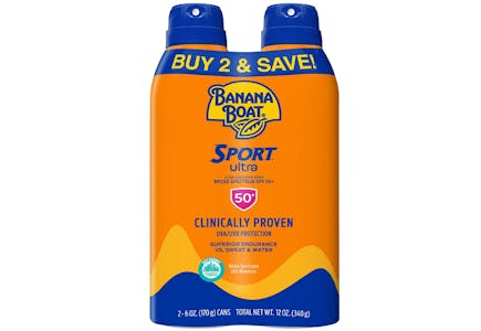 2 Banana Boat Sport Sunscreen Spray 2-Packs