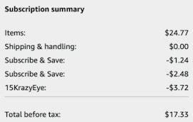 A screenshot of the total