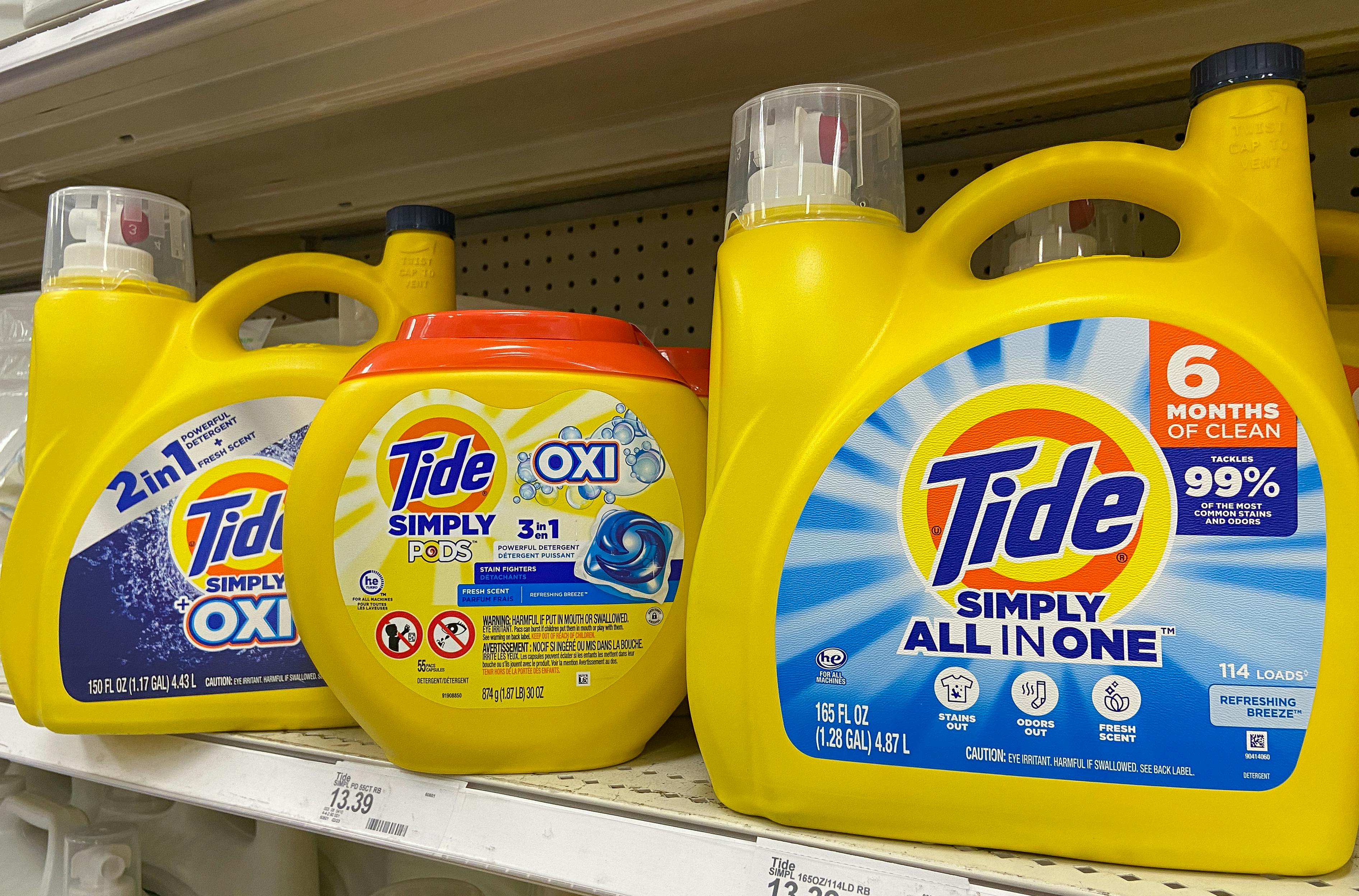 a selection of tide simply laundry deterget