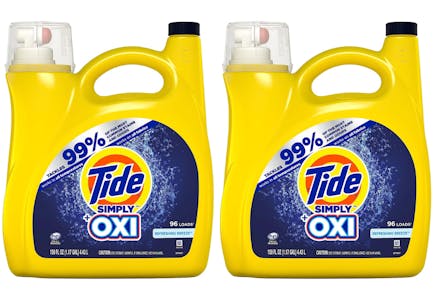 2 Tide Simply + Oxi Liquid Laundry Detergent