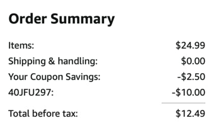 A screenshot of the total