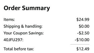 A screenshot of the total