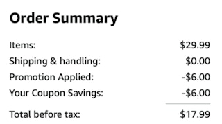 A screenshot of the total