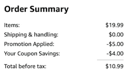 A screenshot of the total