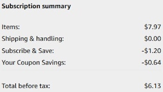 An Amazon subscription ending in $6.15