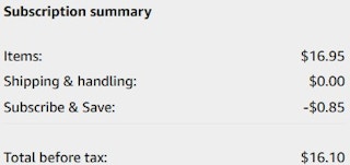 An Amazon subscription ending in $16.10