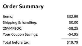 A screenshot of the total