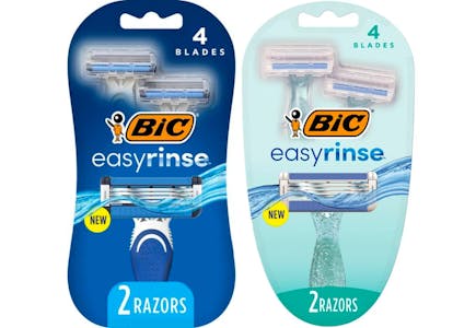 Example: 2 Bic Easy Rinse Razor Packs