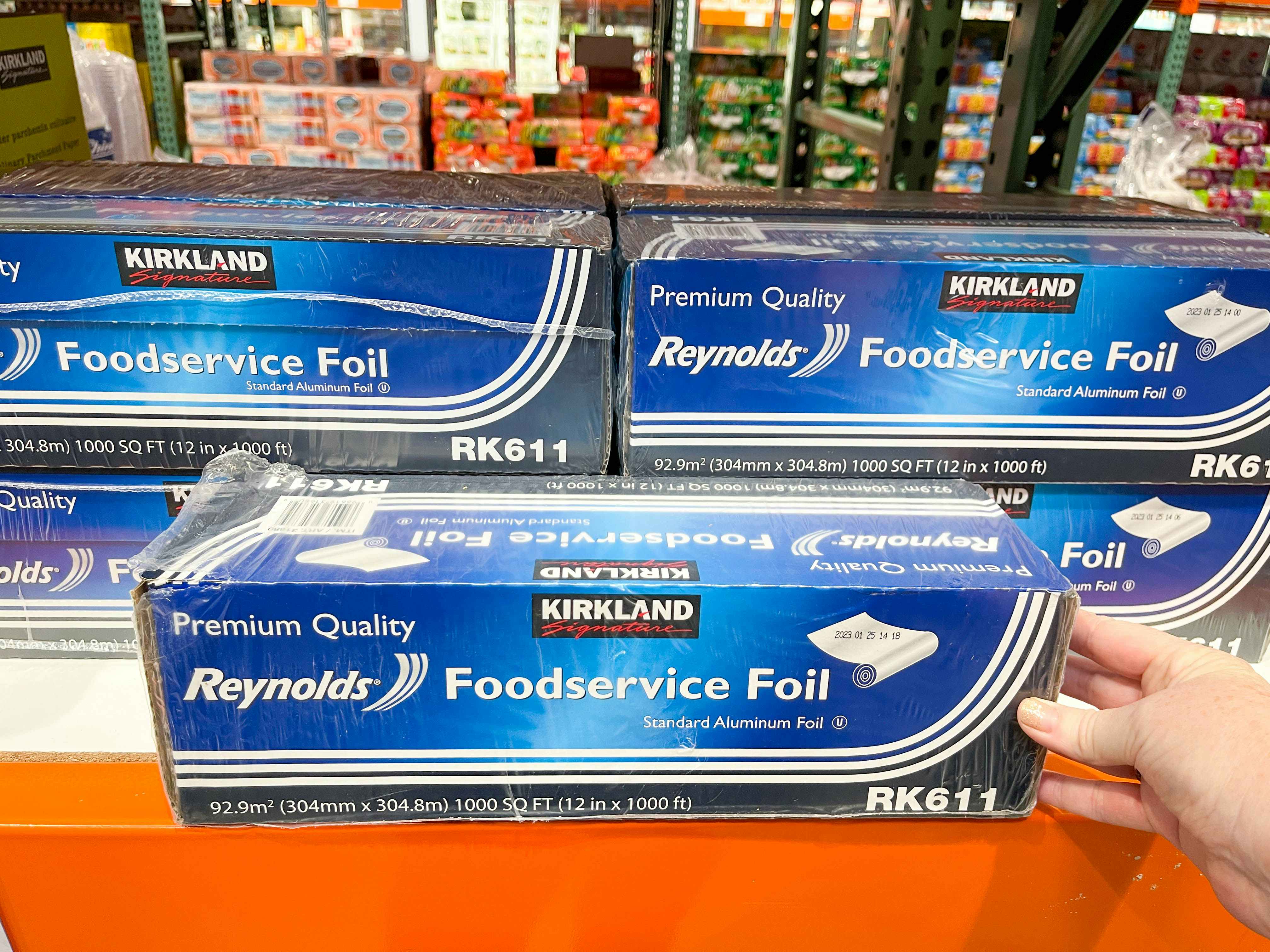 tin foil packages on shelf in store